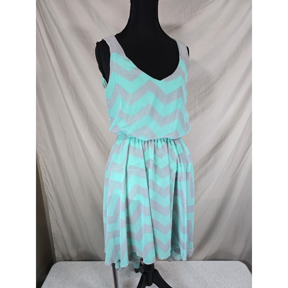 As U Wish Womens Chevron Pattern Blue And Grey Size Small S